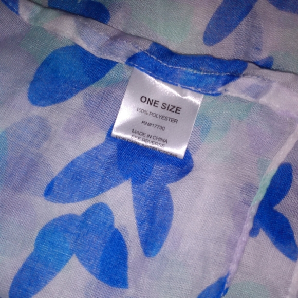 Blue White Sheer Infinity Tube Scarf - Picture 2 of 5